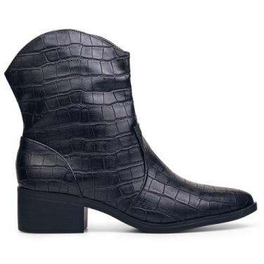 Imagem de Bota Feminina Preto Craquelado Country Western Texana Zíper - Salook, 