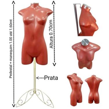 Imagem de Manequim feminino adulto (meio corpo jó N.36) Rose com tampa Prata + p