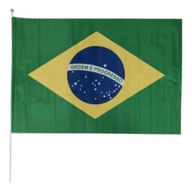 Imagem de Bandeira do Brasil 90x60cm com Haste de Plástico - BAZAR IMPORT