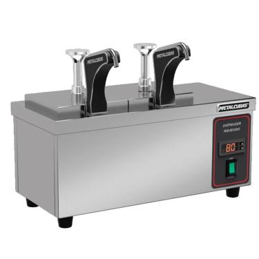Imagem de Dispenser Aquecido Elétrico da 02 2 Cubas 1000W 220V Banho-Maria Controle Digital Inox Metalcubas