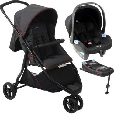 Imagem de Carrinho com Bebe Conforto Preto Base ISOFIX Burigotto CR3 22 Gray Red