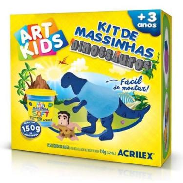 Imagem de Kit Massinha Dinossauro Azul 150G Art Kids - Acrilex