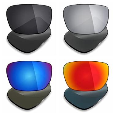 Imagem de Lentes de substituição polarizadas MRYok 4 pares para óculos de sol estilo Oakley – preto discreto/vermelho fogo/azul gelo/titânio prata