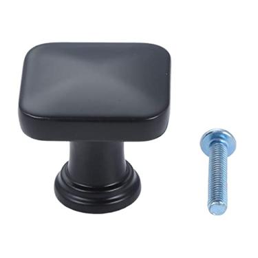 Imagem de Botão quadrado de latão único buraco punho vintage pull 29mm vintage decorativo dourado/preto/vermelho armário armário gaveta w/parafuso YYDFPIIA (Color : Black)