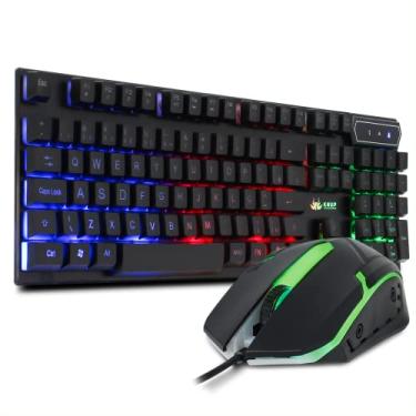Imagem de Kit Teclado Semi Mecânico Gamer Led Rgb Multimídia Mouse Laser 3 Botões Usb 2.0 Pc Computador Notebook Mac