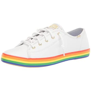 Imagem de Keds Tênis infantil unissex Kickstart Seasonal Jr, Branco/arco-íris, 10 Little Kid