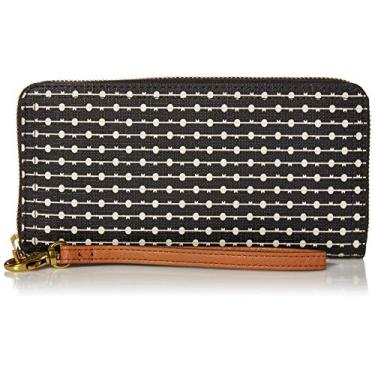 Imagem de Fossil Logan Zip Around Clutch, Listra preta, 7.75"L x 0.75"W x 4"H