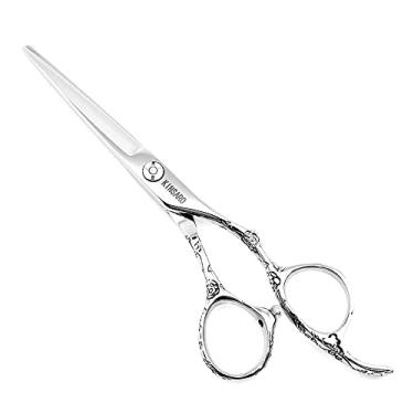 Imagem de Tesoura de corte de cabelo profissional de 14 cm, tesoura de barbeiro afiada, tesoura de barbeiro 440C, cabo rosa, KINSARO para cabeleireiro, barbearia ou uso doméstico