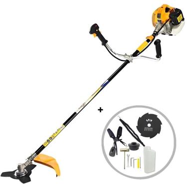 Imagem de Roçadeira Profissional Vulcan VR520H 2T 52CC Com Lâmina 3 Pontas e Carretel Nylon + Faca de Oito Pontas Furo de 25mm Tamanho 200mm Espessura 1,5mm