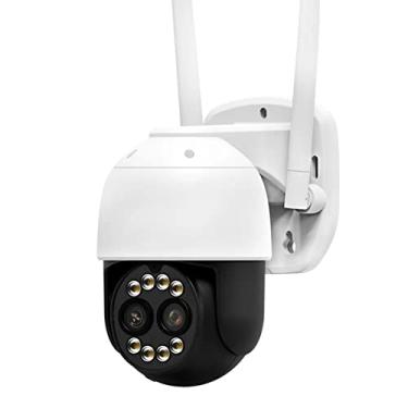 Imagem de Câmera de segurança externa 1080 p câmeras sem fio de lente dupla PTZ Speed Dome externo WiFi câmera de vídeo de rua com zoom óptico de 8x cor visão noturna conversa em dois sentidos