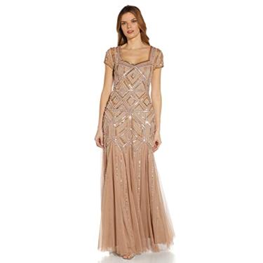 Imagem de Adrianna Papell Vestido feminino de coração com contas, Ouro rosa, 44
