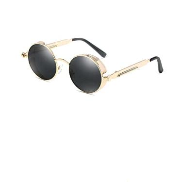 Imagem de Óculos de sol gótico clássico steampunk polarizado masculino feminino designer vintage redondo armação de metal óculos de sol UV400,1,Z