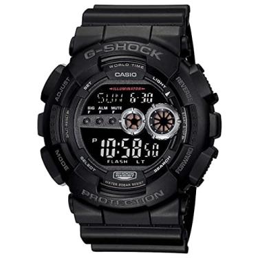 Imagem de Casio Tênis masculino GD100-1BCR G-Shock GG preto multifuncional digital esportivo W..., Preto/digital, Digital, movimento de quartzo