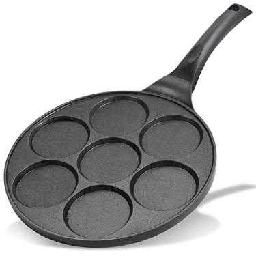 Imagem de KRETAELY Frigideira antiaderente para panqueca com design de 7 moldes mini panqueca com revestimento sem PFOA - preta