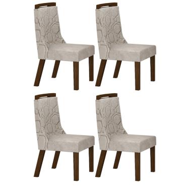 Imagem de Kit 04 Cadeiras Sala de Jantar Agata MDF Leifer Moveis