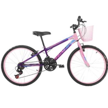 Imagem de Bicicleta Aro 24 Para Menina Infantil Wendy 18V Com Cestinha