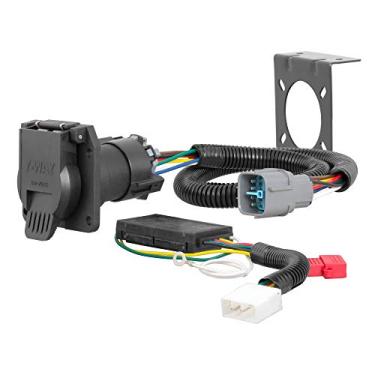 Imagem de CURT Cablagem de reboque de 7 pinos 56366 com lâmina de veículo personalizada, serve para Honda Pilot, Ridgeline, preto