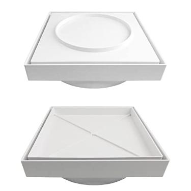 Imagem de Ralo 15x15 Oculto Invisível Seca Piso Porcelanato Inteligente Quadrado Banheiro Sacada Lavanderia Cozinha Lavabo Quintal Garagem (Branco)