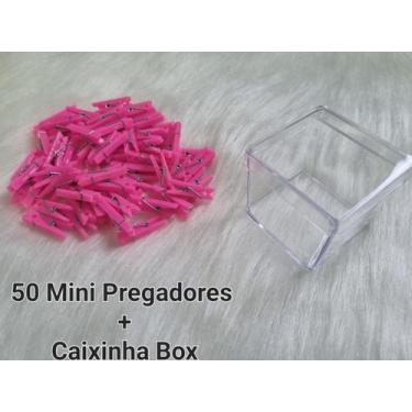 Imagem de 50 Mini Prendedores De Plástico Para Fotos/ Rosa  + Caixinha Box - Hom