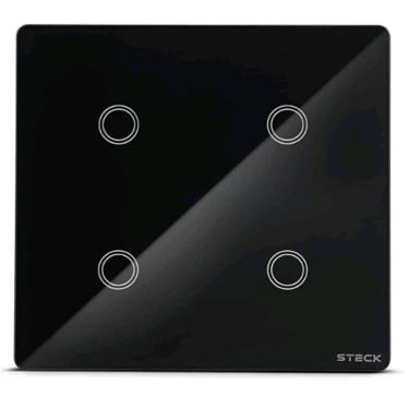 Imagem de Steck Smarteck Interruptor Inteligente 4 Módulos 4x4 Touch Preto