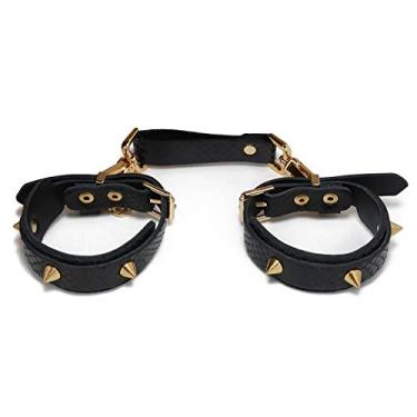 Imagem de SECRET PLAY Algemas Ou Braceletes Em Couro Com Spikes Dourados Athena -Secret Play