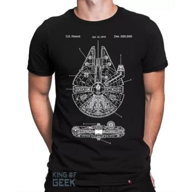 Imagem de Camiseta Star Wars Millennium Falcon Chewbacca Han Solo Geek Tamanho:G;Cor:Preto
