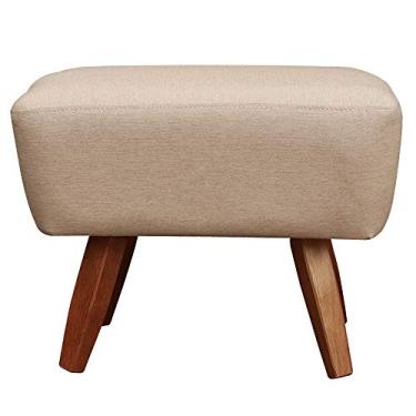 Imagem de Puff Decorativo Naomi Linho Bege Pés Fixos - Gran Belo