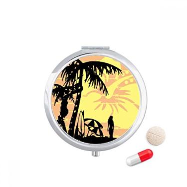 Imagem de Porta-comprimidos com ilustração de flor de praia de coqueiro, caixa de armazenamento de medicamentos