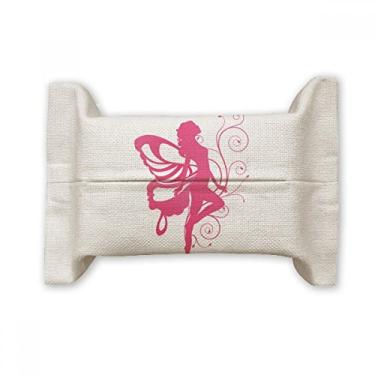 Imagem de Bolsa de linho de algodão com borboleta com asa rosa belo anjo para lenços faciais