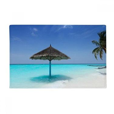 Imagem de DIYthinker Tapete para porta de banheiro Ocean Beach com árvore verde antiderrapante