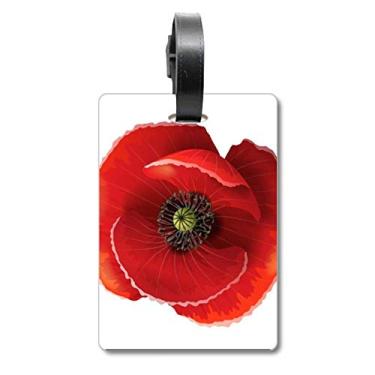 Imagem de Red Flower Painting Big Corn Mala Etiqueta para Bagagem Cartão de Bagagem Scutcheon Etiqueta