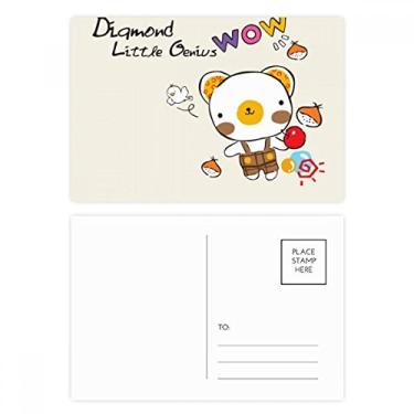 Imagem de Conjunto de cartão postal de aniversário com urso de desenho animado e frutas