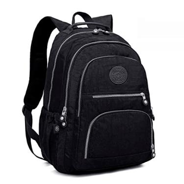 Imagem de Mochila Leve Feminina Menina Trabalho Viagem Escolar Faculdade Dia a Dia Fashion Mochilas Para Notebook Elegante Moderna Bolsa Grande Confortável Durável Casual Espaçosa Unisex Para Passeios Preta