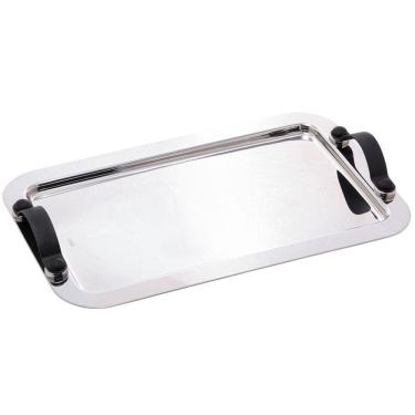 Imagem de Bandeja Wolff De Aço Inox Com Alça Manhanttan 36x27cm Preto Fosco