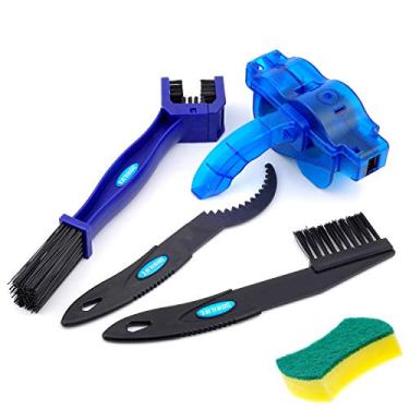 Imagem de Ferramenta de limpeza de corrente de bicicleta e motocicleta BOBILIFE - Kit de manutenção - Limpador de corrente de engrenagem, Blue with Scrubber