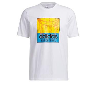 Imagem de adidas Camiseta masculina com estampa Chain Net, Branco, XG