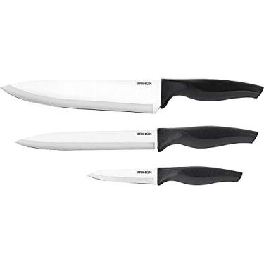 Imagem de Conjunto de Facas 3 Peças Cross, Aço Inox/Preto, Brinox