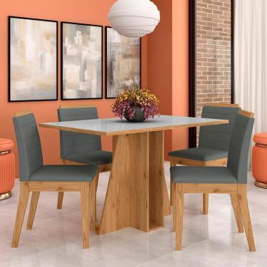 Imagem de Mesa Com 4 Cadeiras Senegal 1,36 Cin/off Whit/cinza - Móveis Arapongas