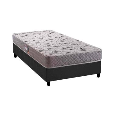 Imagem de Conjunto Box Solteiro: Colchão Anatômico Herval D28/AG65 Black + Base CRC Suede Gray(88x188)