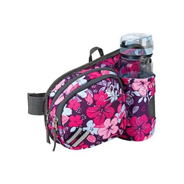 Imagem de WATERFLY Bolsa de cintura para caminhada, pochete com suporte de garrafa de água para homens, mulheres, corrida, cães, caminhadas, pode conter iPhone 8 Plus tamanho da tela 16,5 polegadas, Rose red flower