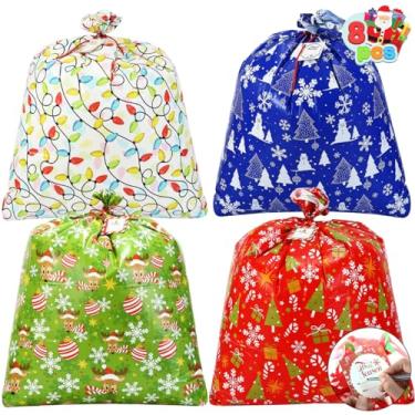 Imagem de 8 PCs Christmas Jumbo Big Gift Bags Heavy Duty 36” x 44” with Gift Tags for Large Gifts, Christmas Season, Gift Giving, Holiday Presents or Decorations