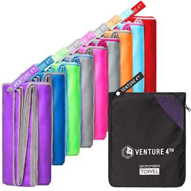 Imagem de VENTURE 4TH Toalha de viagem de microfibra - toalha esportiva: toalhas de secagem rápida para academia, praia, acampamento, mochila, natação - 1,8 m de comprimento (roxo-cinza GG)