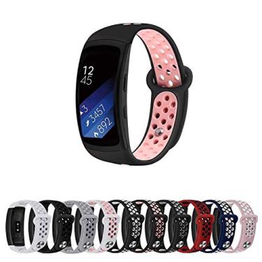 Imagem de Pulseira Silicone Sport para Samsung Gear Fit 2 Pro R360 R365 - Preto/Rosa - Marca Ltimports