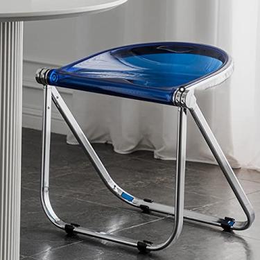 Imagem de Cadeira dobrável de metal acrílico, cadeira dobrável de plástico transparente de acrílico, banco simples portátil antiderrapante maquiagem cozinha sala de jantar quarto, verde