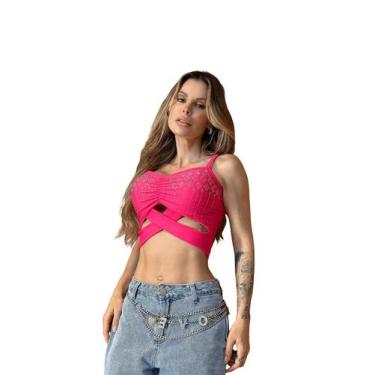 Imagem de Cropped Festa Corset Paete Top Brilhos Feminino Decote V Alcinha - Loo