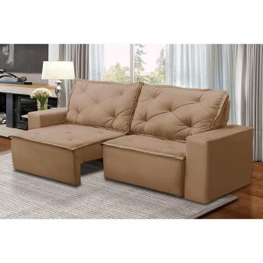 Imagem de Sofá Retrátil e Reclinável 3 lugares com Molas 1,50m Alana Suede Capuccino Madelina
