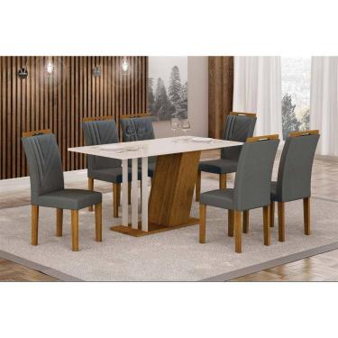 Imagem de Conjunto Sala de Jantar com 6 Cadeiras Miami  Yescasa Freijo/Off/Cinza