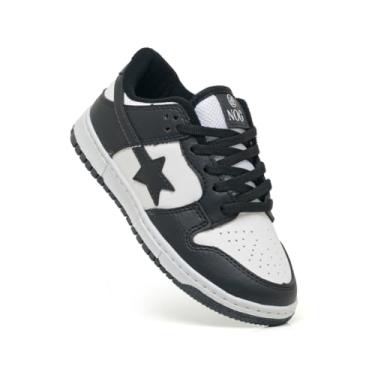 Imagem de Tênis Infantil Menina Menino Nog Star Casual Unisex Escolar (Branco/Preto, BR, Criança de 4 a 8 anos, Numérico, P, 28)