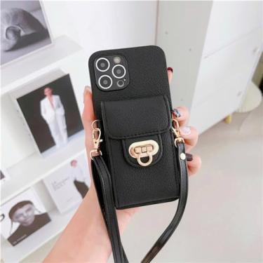 Imagem de Para Samsung S23 Ultra S22 S21 FE S20 Note 20 10 Lite A54 14 24 34 32 52 51 71 Case Slot para cartão Crossbody Carteira Capa de telefone, preta, para Samsung A32 4G