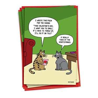 Imagem de NobleWorks - Pacote com 3 cartões bem-humorados para o Dia dos Namorados com envelopes, gato de desenho animado engraçado para casais de homens e mulheres (1 desenho, 3 cada) - Poema humano C9232VDG-C3x1